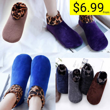 Cozy Thick And Non-Slip For Adults Socks Winter Warmth Unisex Short Leopard Print Floor Socks