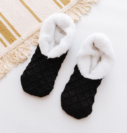 Stylish Black Gray Socks-Cozy Woolen Socks for Warmth Thick Floor Socks
