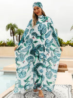 Muslim Swimwear Women's 4pcs Modest Patchwork Burkini Set with Hijab Cover Ups