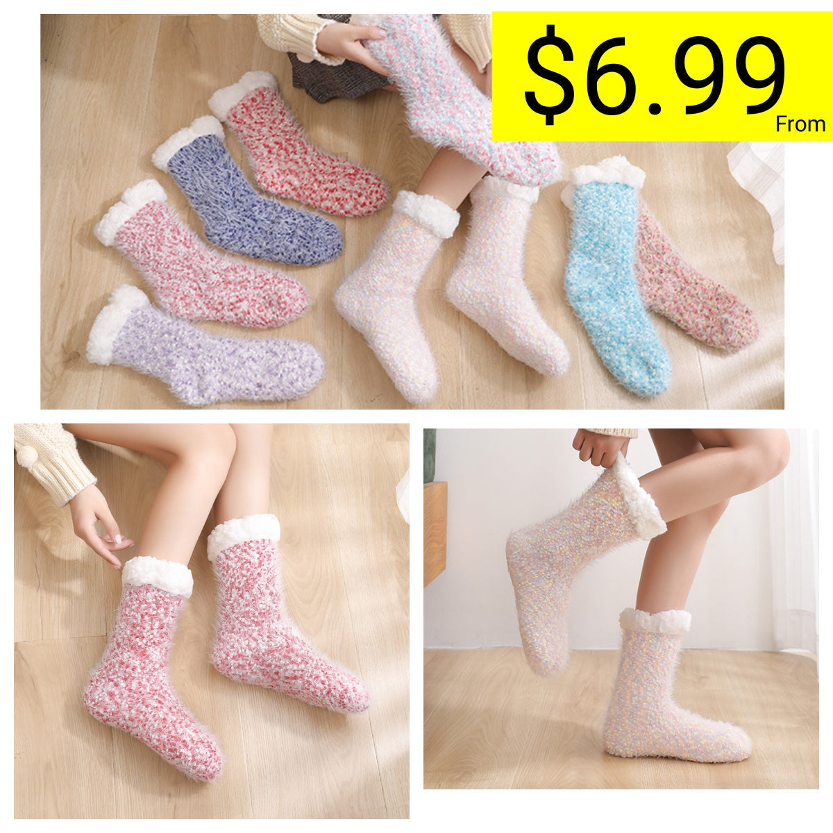 Home Socks Extra Thick Fleece Warm  Slippers Socks In Carpet Floor Snow Socks Women