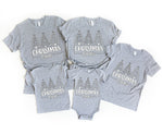 'Chirstmas Tree' Pattern Family Christmas Matching Pajamas Tops Cute Gray Short Sleeve T-shirts With Dog Bandana