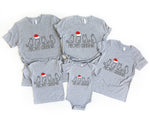4 Cats 'Meowy Chirstmas' Pattern Family Christmas Matching Pajamas Tops Cute Gray Short Sleeve T-shirts With Dog Bandana
