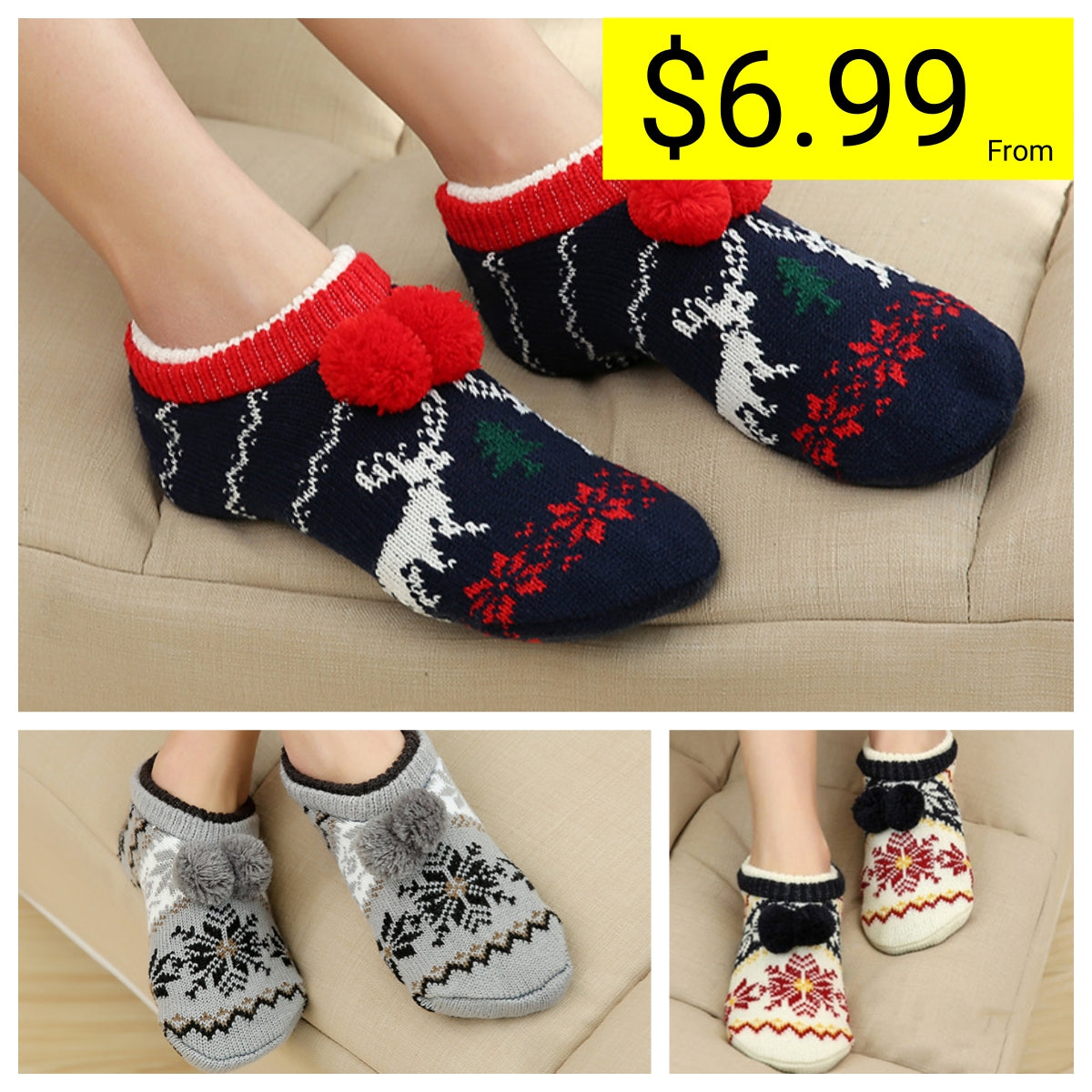 Floor Socks Non-Slip Bottom Thickening Adult Unisex Household Socks Indoor Socks Grey