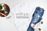 'SANTASQUAD'  Letter Print Patterned White Color Casual Short Sleeve T-shirts  Family Matching Pajamas Tops With Dog Bandana