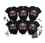 "FAMILY Chirstmas 2023"Colorful Letter Pattern Family Christmas Matching Pajamas Tops Cute Black Short Sleeve T-shirt With Dog Bandana