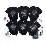'It's The Wonderful Time Of The Year' Letter Print Patterned Black Color Casual Short Sleeve T-shirts  Family Matching Pajamas Tops With Dog Bandana