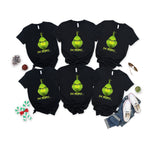 Funny Grinch 'Ew People' Letter Pattern Family Christmas Matching Pajamas Tops Cute Black Short Sleeve T-shirts With Dog Bandana