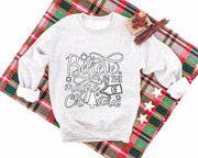 'Believe In The Magic Of Chirstmas' Letter Print Patterned Light-gray Color Casual Long Sleeve Sweatshirts  Family Matching Pajamas Tops With Dog Bandana