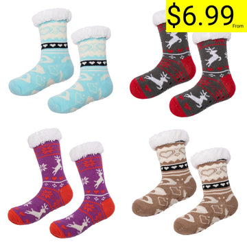 Slipper Socks Winter Socks With Extra Fleece Sole Adhesive Socks For Adult Floor Socks