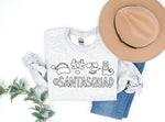 'SANTASQUAD'  Letter Print Patterned Gray Color Casual Long Sleeve Sweatshirts  Family Matching Pajamas Tops With Dog Bandana