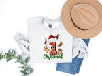 Christmas Elements Patterned and '1st Christmas' Letter Print Patterned Gray Color Casual Long Sleeve Sweatshirts  Family Matching Pajamas Tops With Dog Bandana