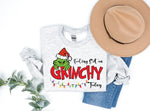 'Feeling Extra Grinchy Today' Pattern Family Christmas Matching Pajamas Tops Cute Gray Long Sleeve Sweatshirts With Dog Bandana