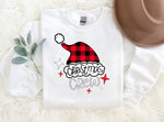 'Chirstmas Crew' Letter Santa Hat Pattern Family Christmas Matching Pajamas Tops Cute White Long Sleeve Sweatshirts With Dog Bandana