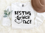 'Resting Grinch Face' Black Letter Pattern Family Christmas Matching Pajamas Tops Cute White Long Sleeve Sweatshirts With Dog Bandana