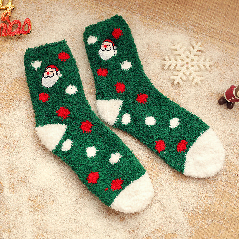 Christmas Floor Socks Coral Fleece Winter Home Socks