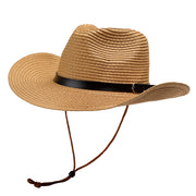 Men Outdoor Foldable Adjustable Wide Brim Western Cowboy Straw Hat