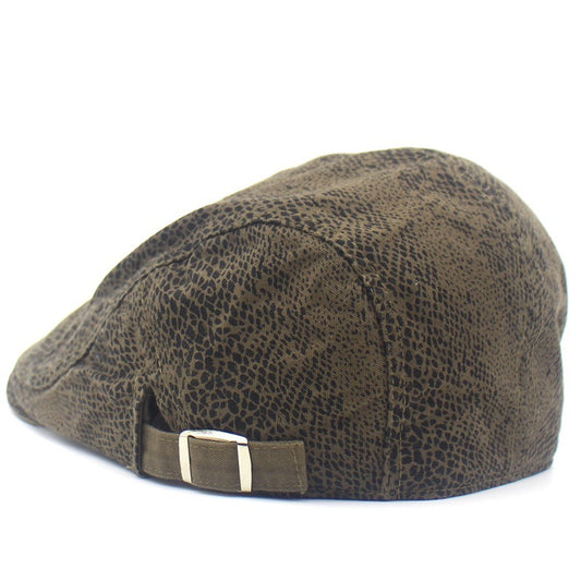 Men Cotton Flat Cap Fashion Leopard Print Adjustable Beret Cap