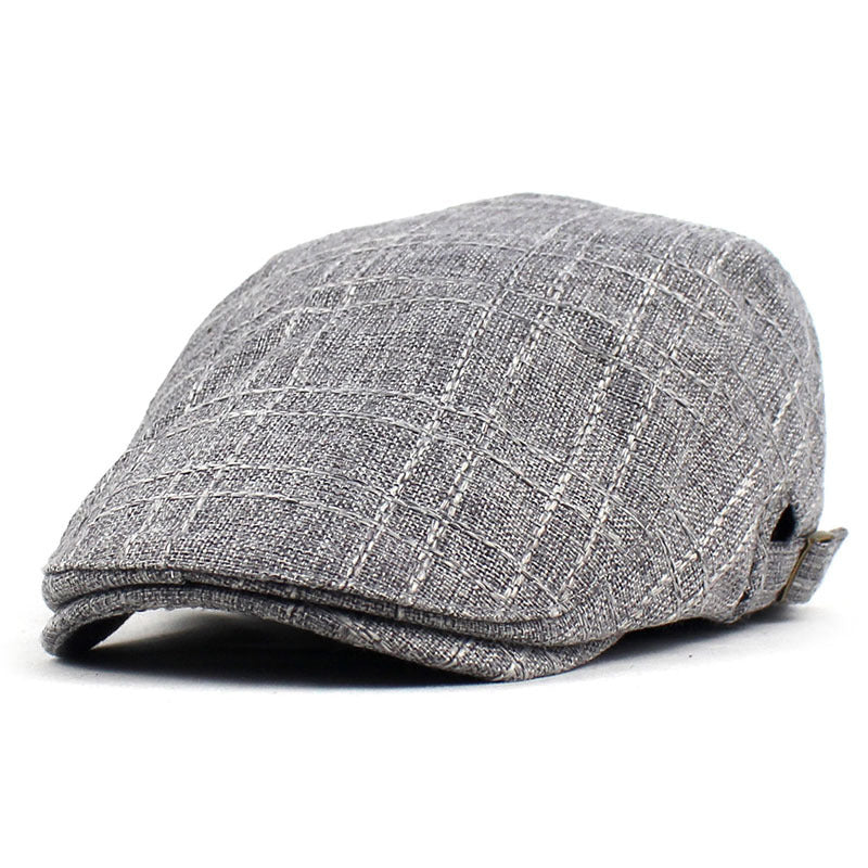 Men Cotton Linen Solid Breathable Flat Cap