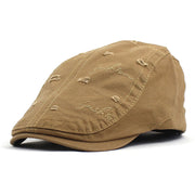 Men's Cotton Flat Cap Fashion Embroidery Beret Cap