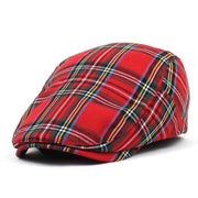 Women Adjustable Colorful Plaid Flat Cap Beret Hat