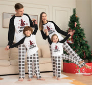 Merry Christmas Letter and Tree Print Top and Plaid Pants Family Matching Pajamas Sets