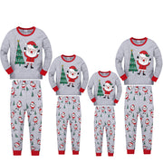 Cute Santa Claus and Christmas Tree Print Christmas Family Pajamas Set