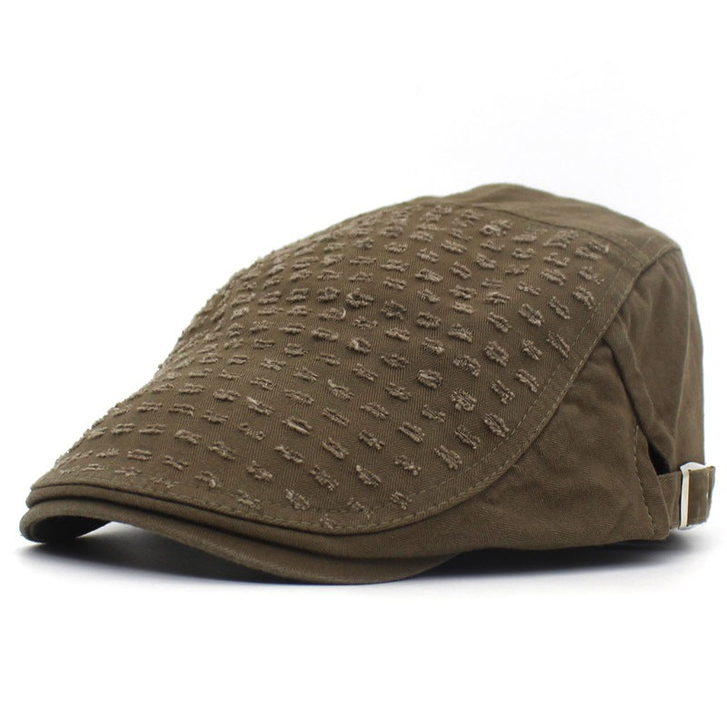 Men Vintage Cotton Adjustable Flat Cap Cabbie Hat