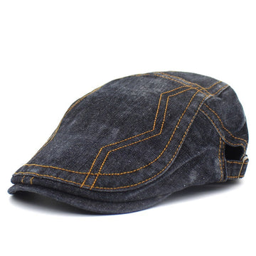 Unisex Flat Cap Denim Embroidery Jean Hat