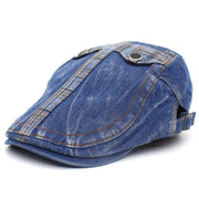 Unisex Flat Cap Washed Denim Cabbie Hat