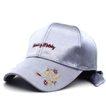 Floral Print Satin Baseball Cap Adjustable Strapback  Embroidered Sun Hat for Men Women