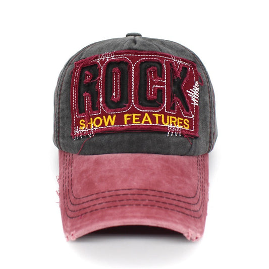 Rock Embroidered Cotton Baseball Cap Adjustable Strapback Sun Hat