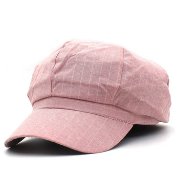 Women Cotton Linen Breathable Flat Cap Octagonal Hat