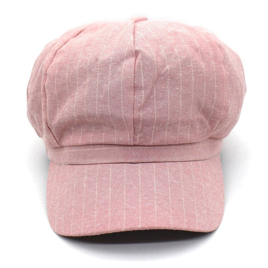 Women Cotton Linen Breathable Flat Cap Octagonal Hat