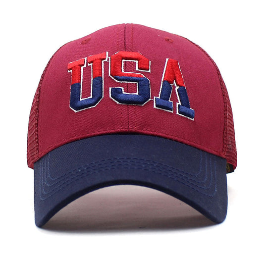 Women Men's USA Embroidered Mesh Baseball Cap Breathable Adjustable Caps