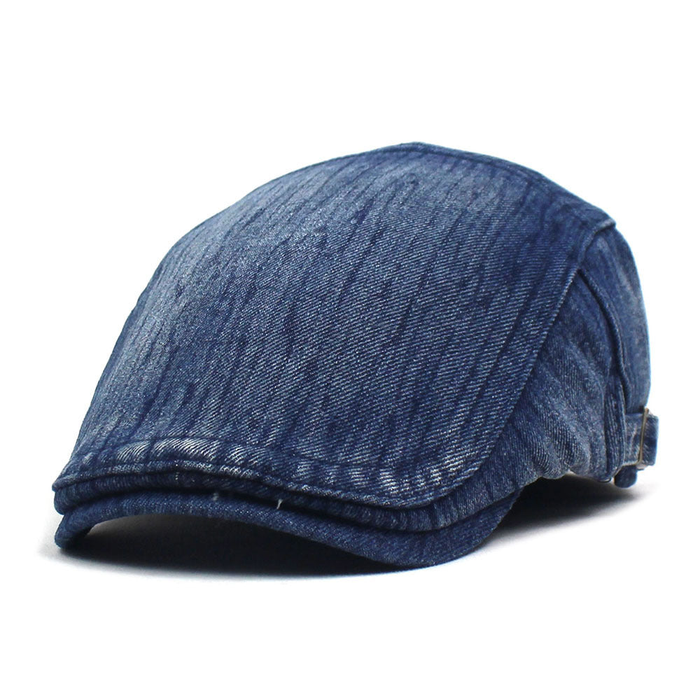Unisex Vintage Flat Cap Denim With Velvet Hat