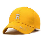 R Letter Cotton Baseball Cap Adjustable Strapback  Embroidered Sun Hat for Men Women