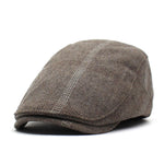 Men Flat Cap Plaid Winter Cabbie Hat