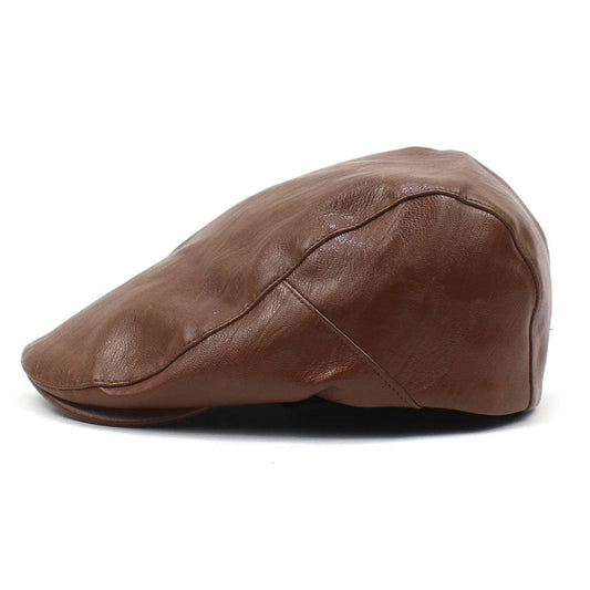Vintage Unisex Leather Beret Hats Gatsby Flat Cap