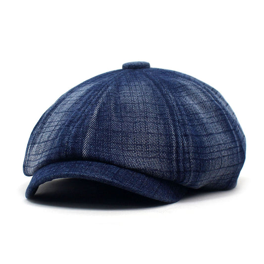 Unisex Newsboy Cap Stitchy Beret Washed Denim Jean Hat