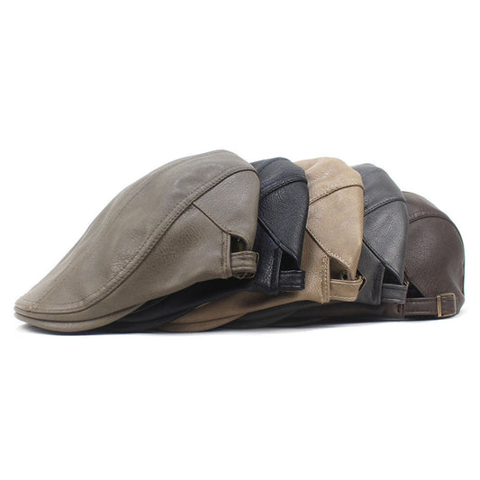 Classic Leather Beret Hats Warm Gatsby Flat Cap