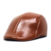 Vintage Men Leather Beret Hats Gatsby Flat Cap