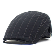 Solid Men Vintage Striped Cotton Flat Cap